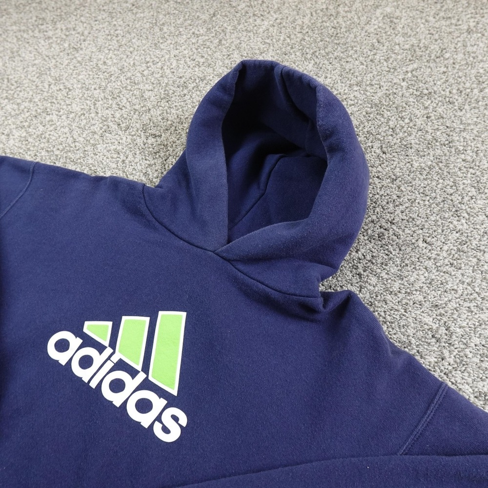 VTG Adidas Hoodie Mens S‎ Boys XL Blue Logo Pullover Sweatshirt Athletic USA 90s